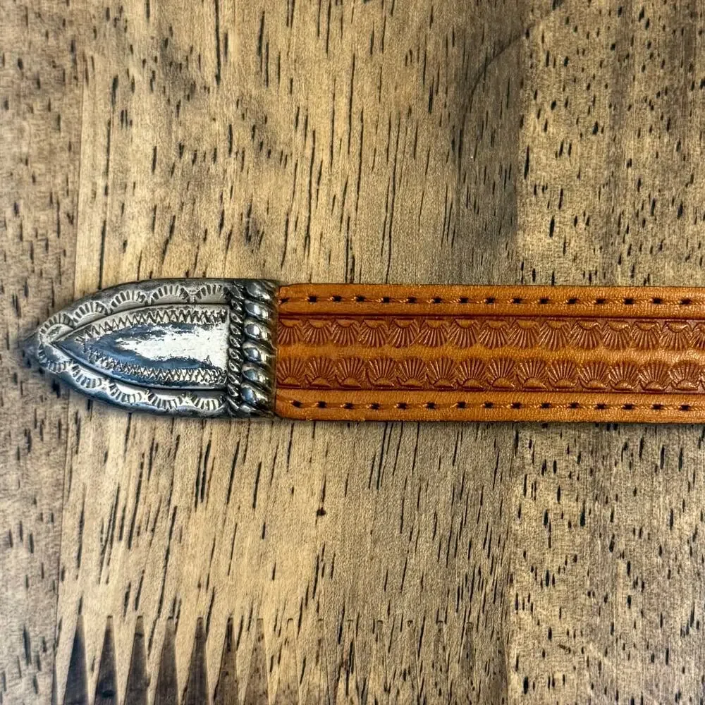 Tony Llama Western Belt Leather Braided Embossed Silver Buckle Cowboy Size 28